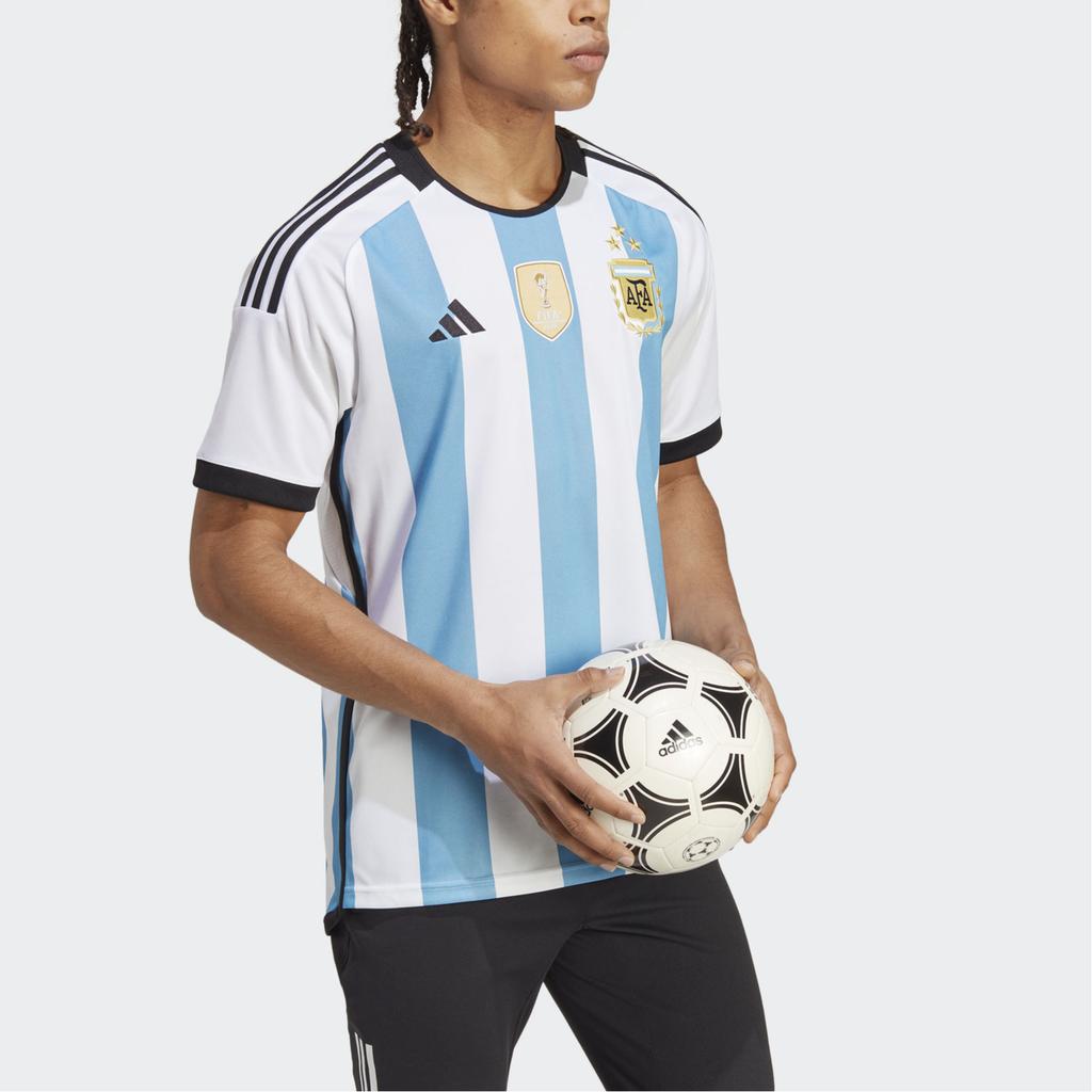 Adidas Striped Soccer Short Sleeve T-Shirt 23/24 Season Argentina Color Block Unisex Tops LB3597