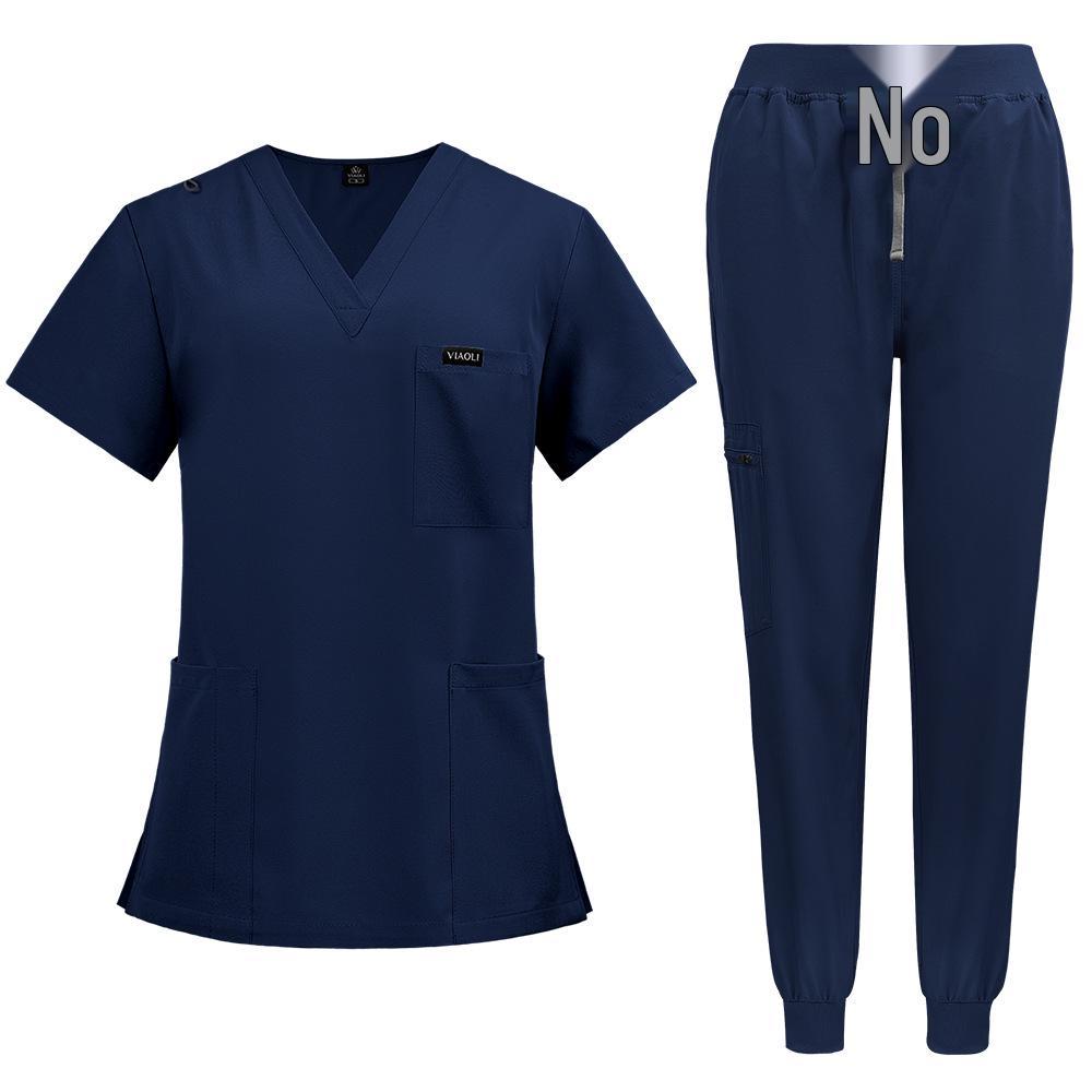 Unisex Quick-Dry Short-Sleeve Scrub Suit: Medical Two-Piece Set for Nurses and Hospital Staff