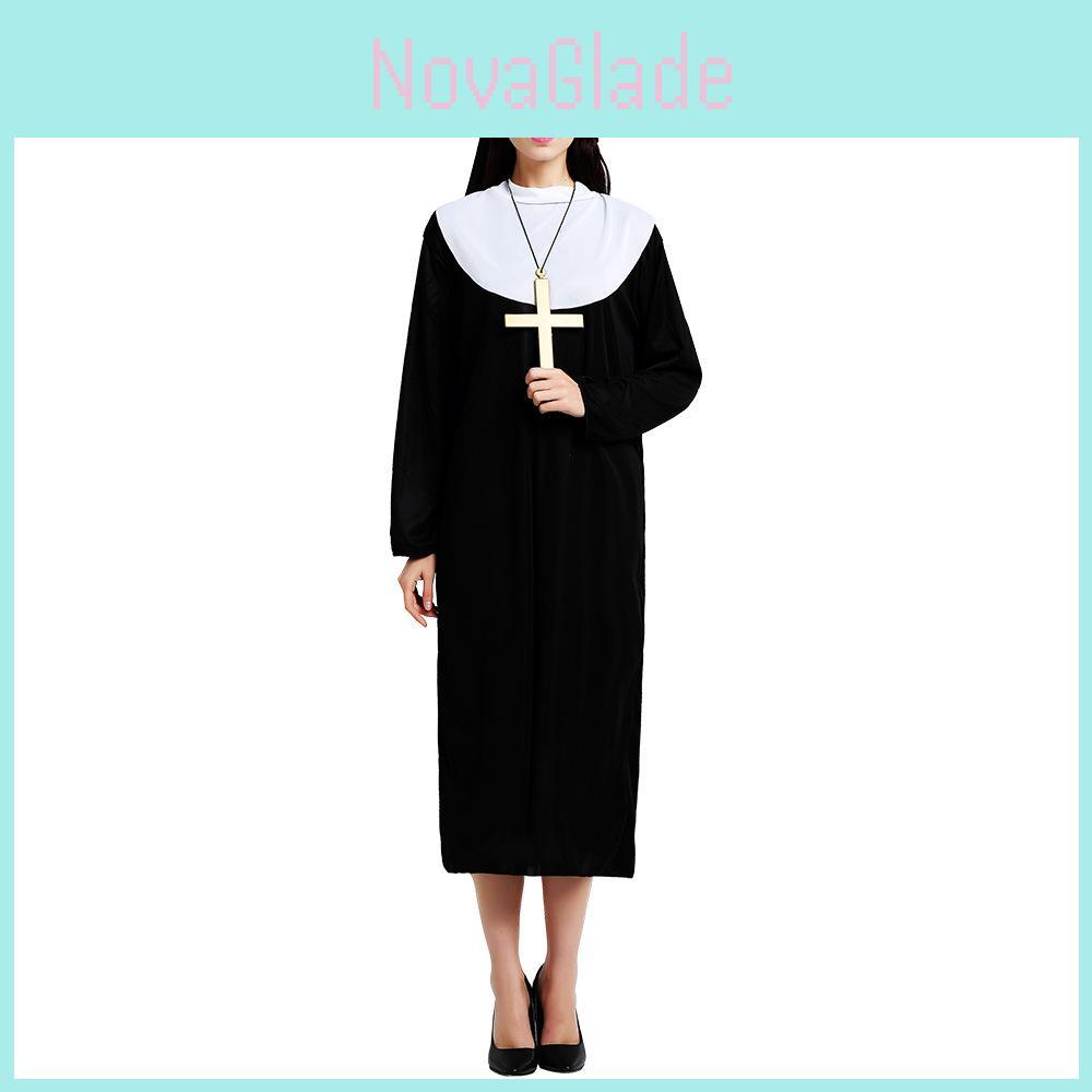 Elegant Cosplay Costume For Women In Classic Nun Robe Design Perfect For Easter Celebrations