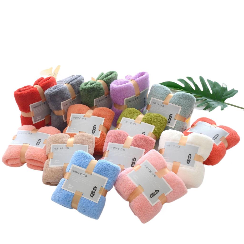 Coral Fleece Ribbon Square Towel - Wedding Souvenir Gift