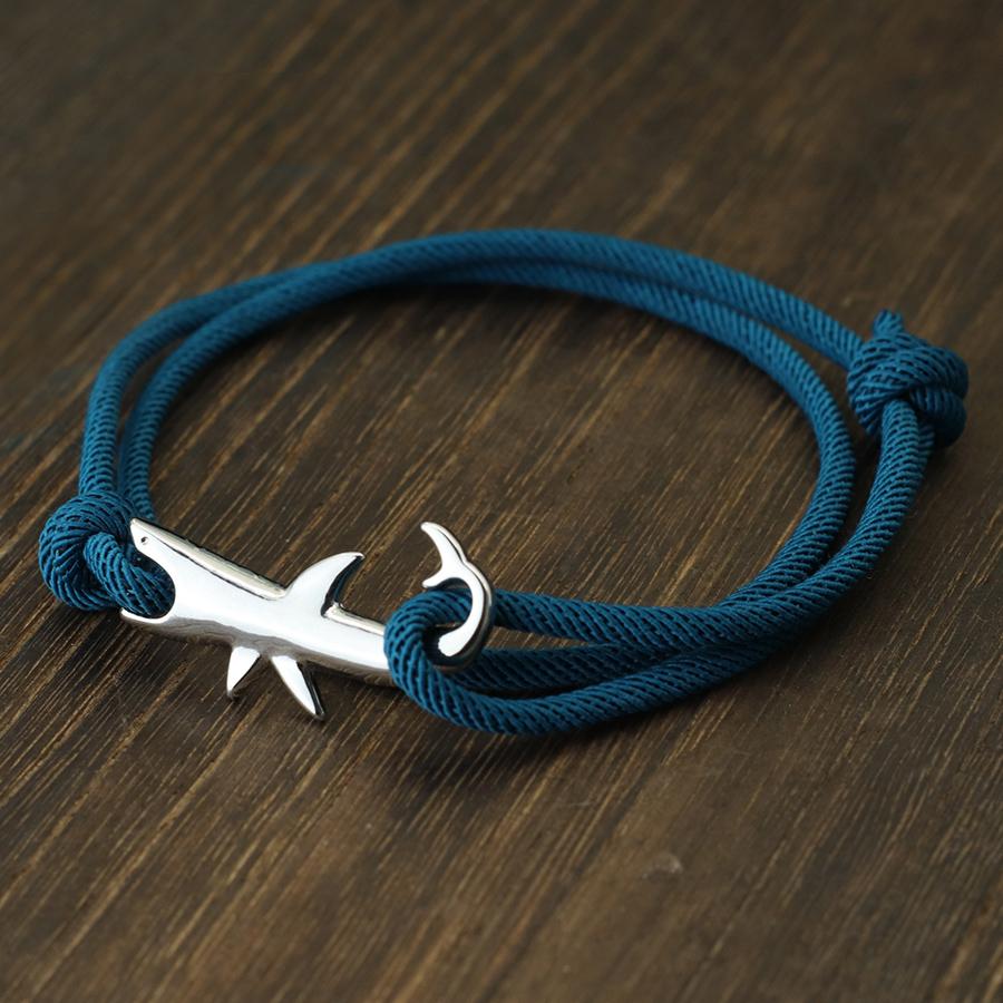 Simple Style Marine String Bracelet For Men Double Layer Sliding Adjustable Shark Braslet Surfing Nautical Rope Braclet Pulseria