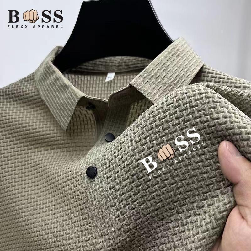 Mens Business Casual Polo Shirt Short Sleeve Solid Color Slim Fit Daily Wear
