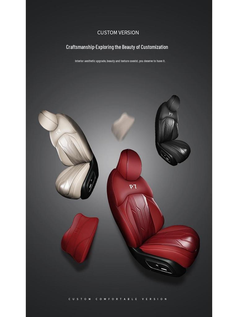 Xiaopeng P7 Five-Seater Full Coverage Leather Seat Cushion, Wear-Resistant and Suitable for All Seasons