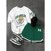 Fashionable basketball letter print pattern, spring and summer short sleeved T-shirt and shorts set