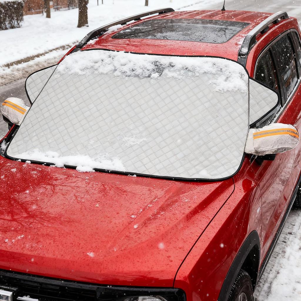 4-Layer Magnetic Car Windshield Cover Windshield Ice Snow Cover Protector With Rearview Mirror Cover For Sedans SUVs And MPVs