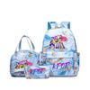 Demon Hunters Three-Piece Children'S School Bag Large Capacity 3D Digital Color Printing Kindergarten School Bag Meal Bag Pencil Bag