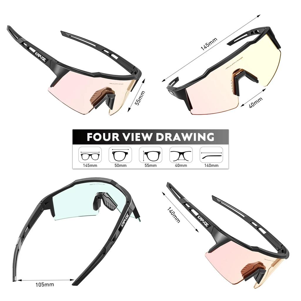 Lunettes de soleil Kapvoe Gold Photochromiques pour Cyclisme Homme Lunettes Mode Vélo de Montagne Vitesse Lunettes Cool Lunettes de Vue Sport VTT Vélo