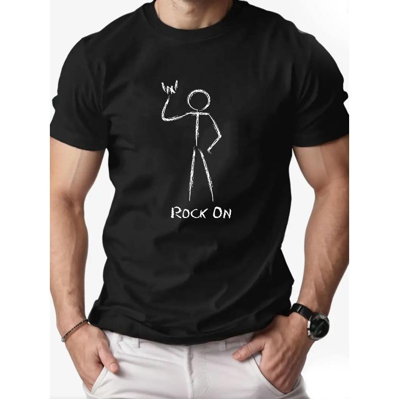 European sizes Men s Rock Hand Gesture Graphic T-Shirt Casual Summer Solid Color Tee & Casual Attire - Male Casual Wear S чёрный