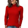 Women's Knitted Color Long Sleeved High Neck Pullover Top