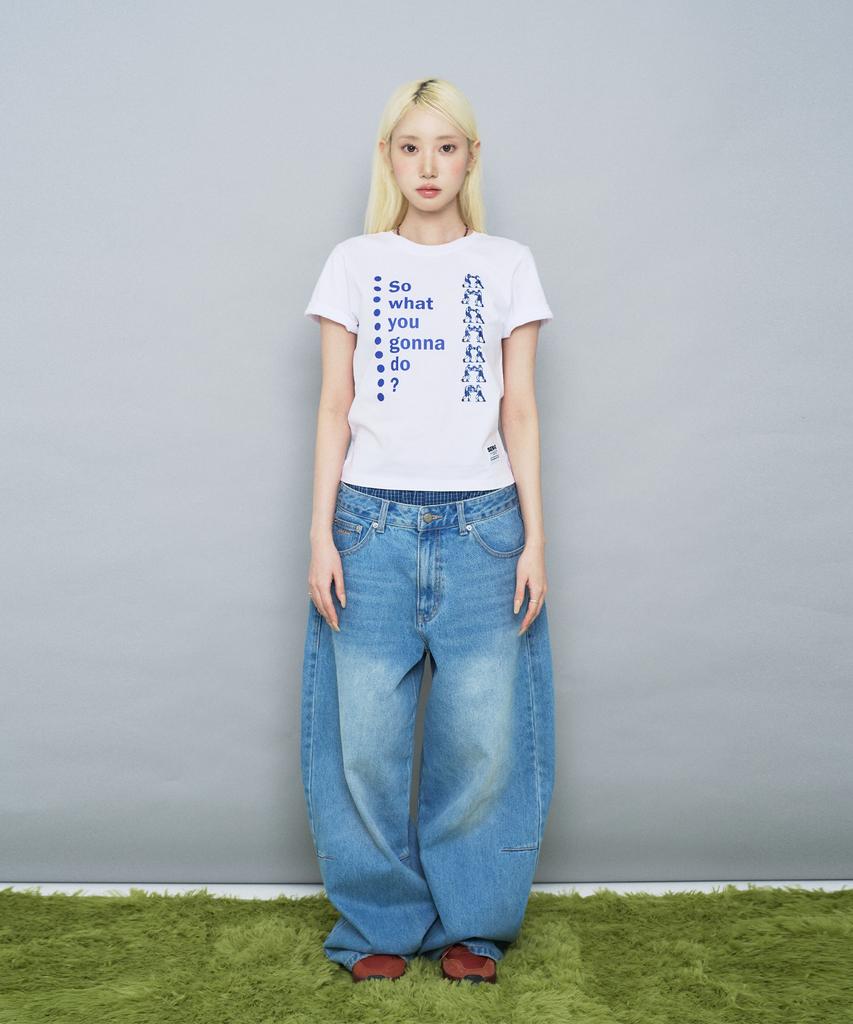 Ssobi What So Semi-Cropped Short Sleeve T-Shirt [White]