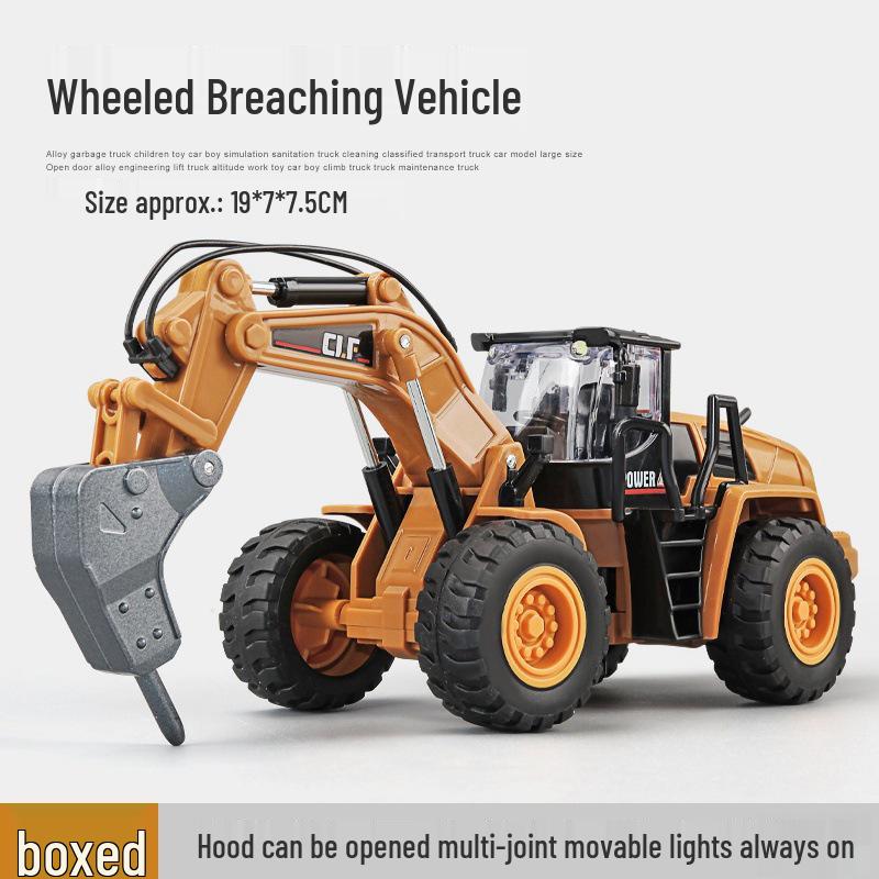 Car Cube Alloy Construction Vehicle Set: Loader, Excavator, Crane, Mixer Truck, and Road Roller Toy