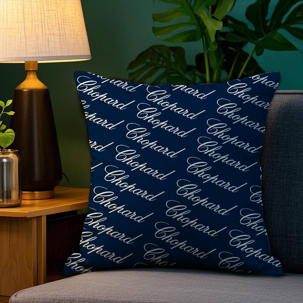 Brand C-Chopard Jewelry Pillow Case Plush Fabric Soft Double Sided Print Home Sofa High Quality Cushion Cover Throw