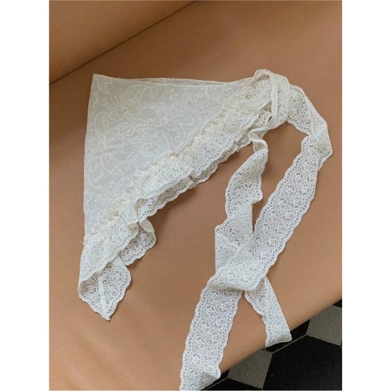 New Style, Lace Lace, Silk Scarf Layering, Fashionable and Versatile, Niche Design Sense, Unique Design, Triangular Irregularity, White Lace