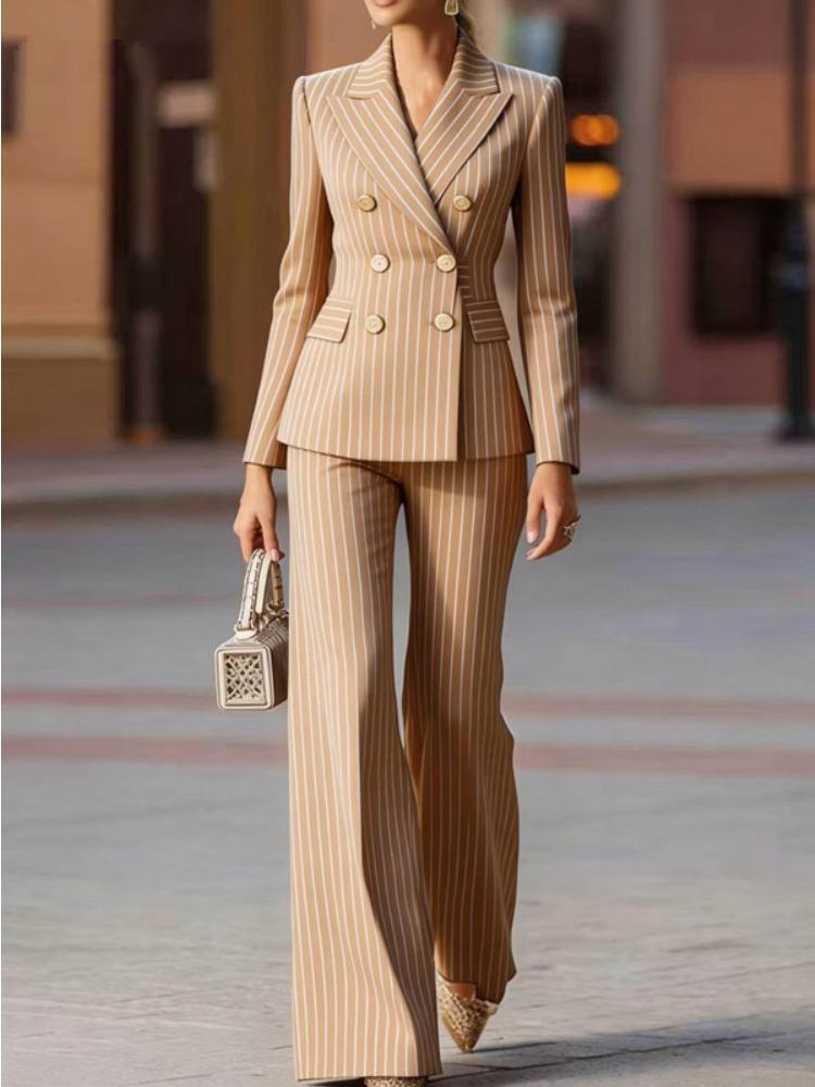 Double Breasted Suit Set with Gold Buttons in Multiple Colors