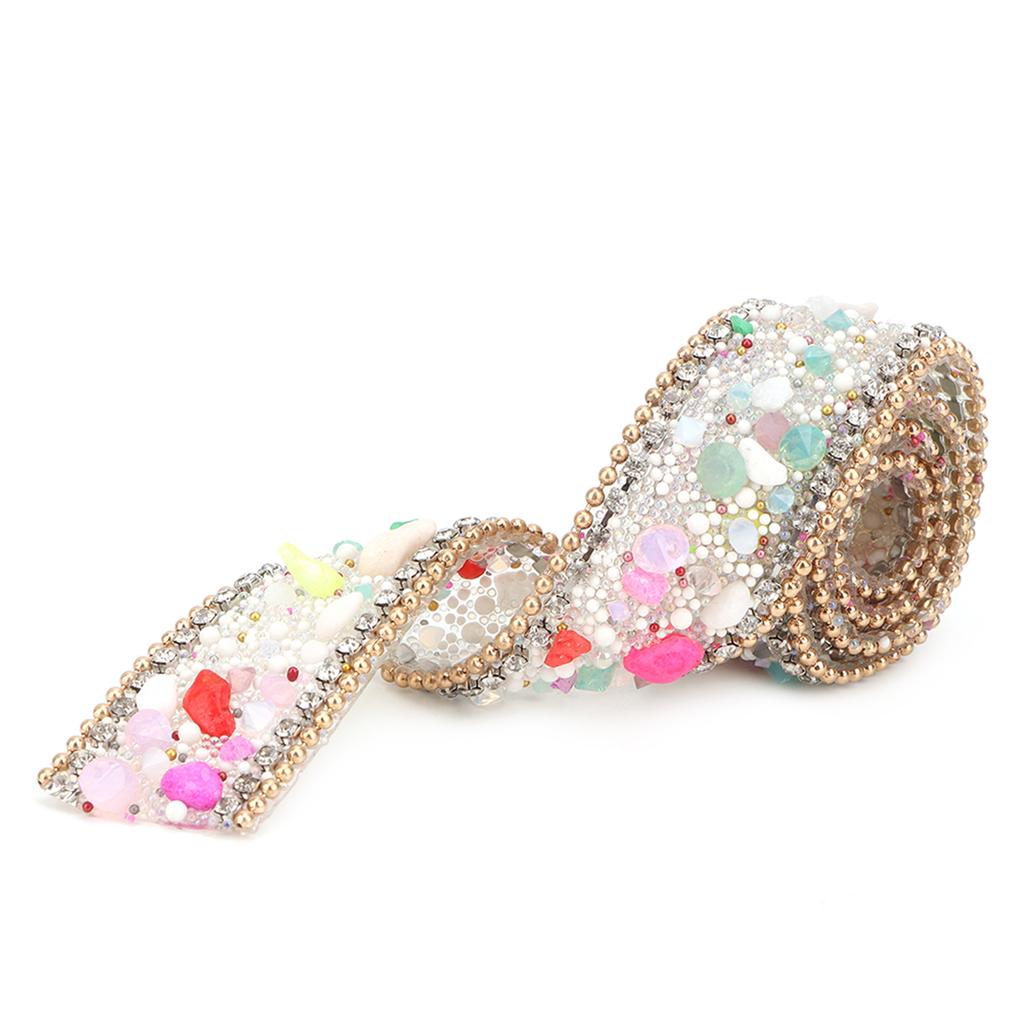 2.5cm Mesh Wrap Roll Rhinestones Chain Trim Ribbon Decoration (#01)