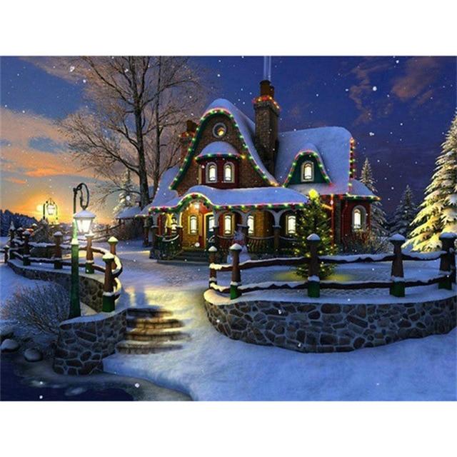 5D Diamond Painting Landscape Diamond Embroidery Sale Full Square Round Diamond Mosaic Winter Snow Scenery New Year Decoration