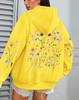 Damen Kapuzenpullover mit Blumen-Cluster-Print - Herbst Locker Lässig Fleece Pullover mit Taschen