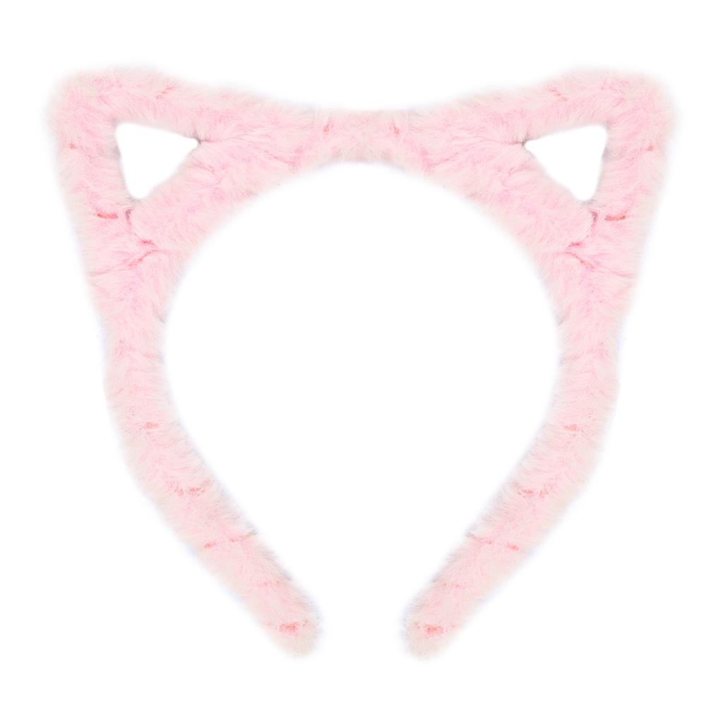 Furry Cat Ears Headband Halloween Cosplay Cat Women Hairband, Black White Pink Kakhi