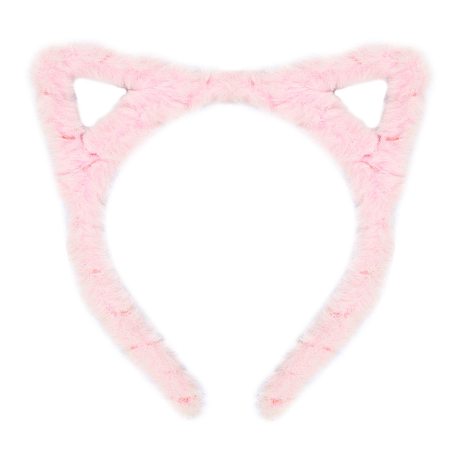

Furry Cat Ears Headband Halloween Cosplay Cat Women Hairband, Black White Pink Kakhi