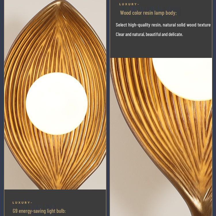 Wabi-Sabi Japanese Leaf Wall Lamp: Designer Lighting for Living Room, Bedside, or Retro Decor