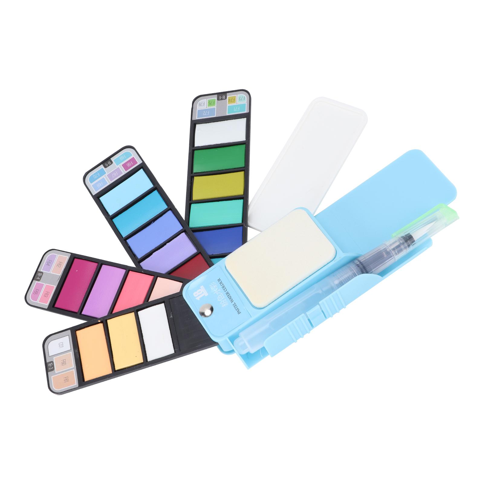 

Твердая акварельная краска 18 цветов Портативная складная в форме веера с кистью для воды для дня рождения, праздника, Рождества