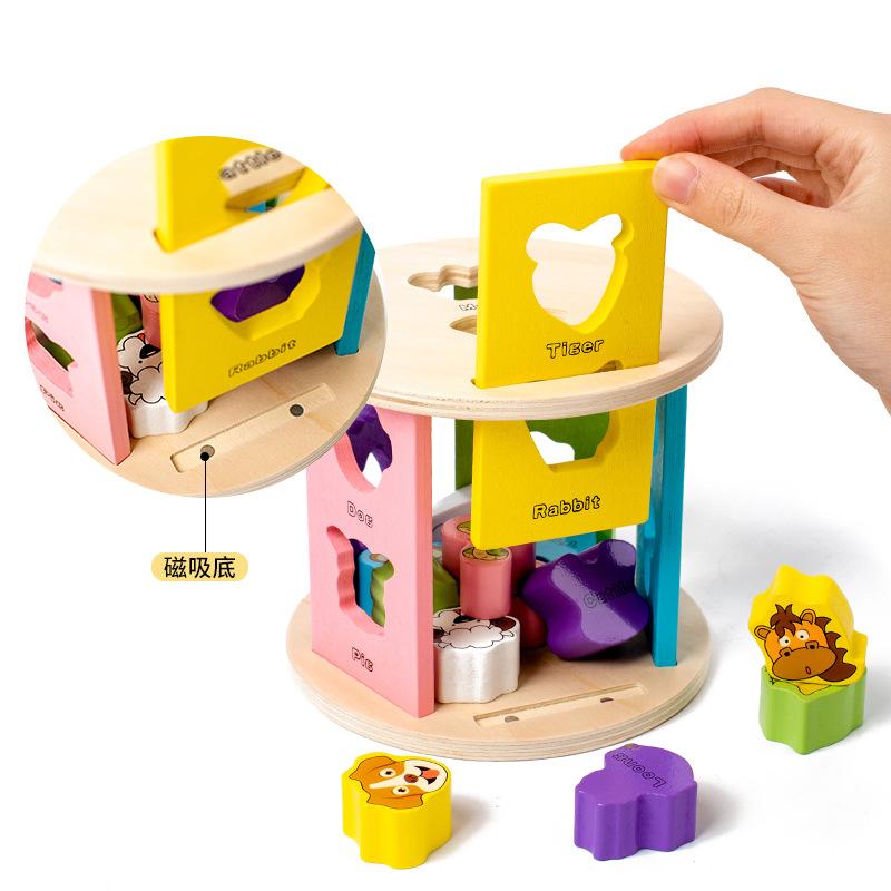 New Wooden Children's Montessori Early Childhood Education Matching Educational Box Zodiac Animal Baby Interactive Building Blocks Toy