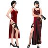 Безрукавне Ципао Ади Вонг Resident Evil 4 Remake Костюм для Косплею Сексуальний Розріз Червона Довга Сукня