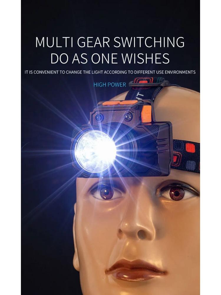 Rechargeable Portable Flashlight Induction/No Induction LED Headlamp Camping Fishing Adventure Headlight 3Modes Built-in Battery