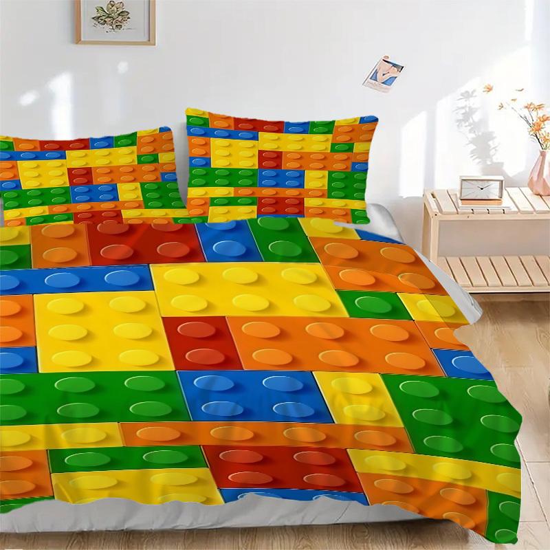 3-delige beddengoedset Bouwsteen legpuzzel Bevat 1 Dekbed + 2 Kussenslopen, Zonder Kussenvullingen, Zacht Comfortabel, Lichtgewicht Br