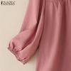 ZANZEA Women Square Collar Summer Casual 3/4 Sleeve Blouse