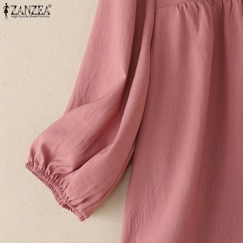 ZANZEA Women Square Collar Summer Casual 3/4 Sleeve Blouse