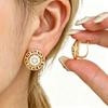 Yanbai Retro Great Wall Zircon Earrings - Elegant Round Design for Casual or Festival Party Wear