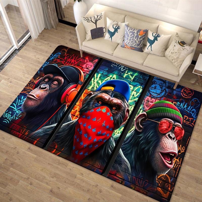 Monkey Street Graffiti Carpet Rug for Living Room Bedroom Home Sofa Decoration,Kids play Non-slip Floor Mat