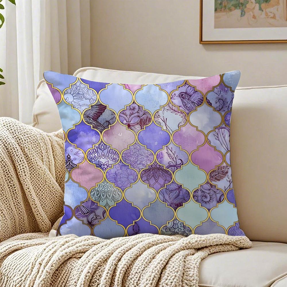 MMoroccan Pattern Cushion Cover Linen Pillowcase Soft for Sofa Bed Home Room Decor