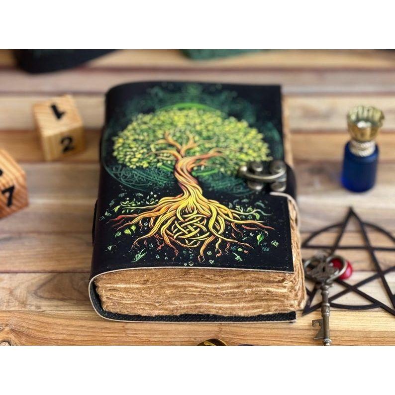 Leather Journal Tree of Life - Genuine Leather Notebooks For Women - Beautiful Journal For Sketches Book Traveling Book Blank Spell Book