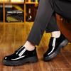 Men's Lacquered Leather Shoes Classic Minimalist Style Office and Party Outdoor Fashion Street Thick Soled Shoes Black New
