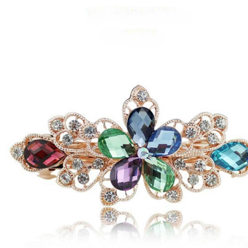 

Женская заколка для волос с цветком и стразами, весенняя заколка для волос, заколка для волос разноцветный