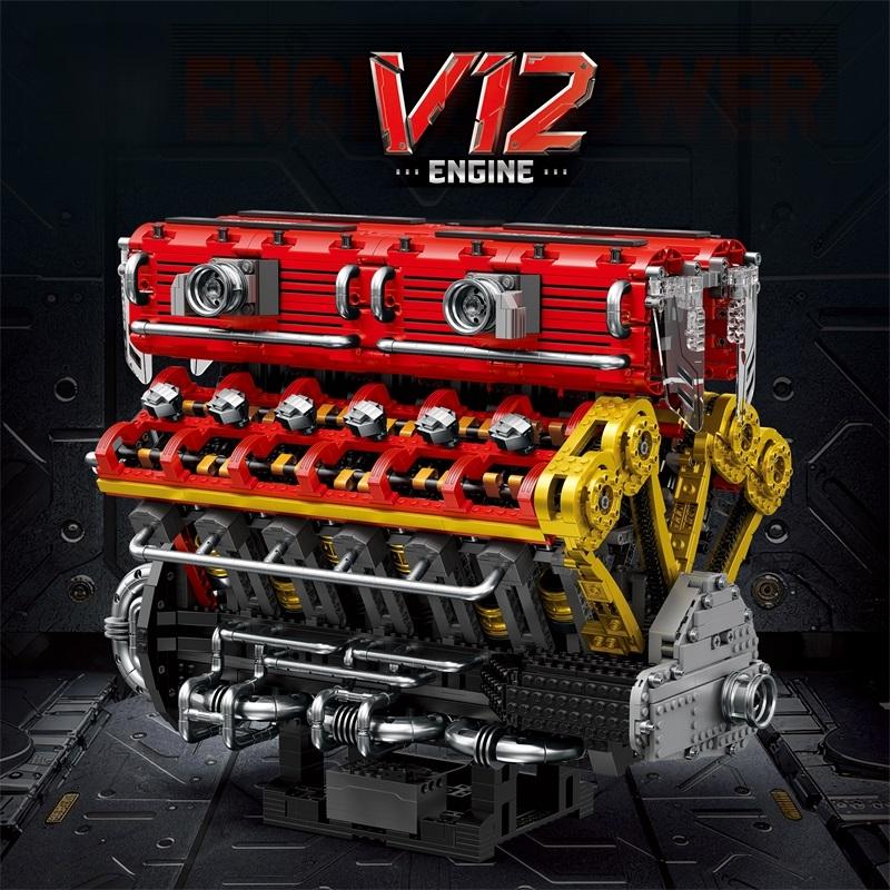 4719pcs Technical V12 Engine 3D Building Blocks Motorized Power Functions MOC Mechanical Model Creative Desktop Display Gift