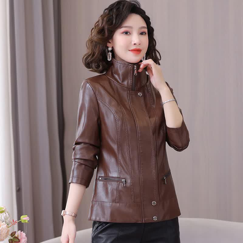 JOHLIN DREAM Women's Fleece-Lined Faux Leather Jacket