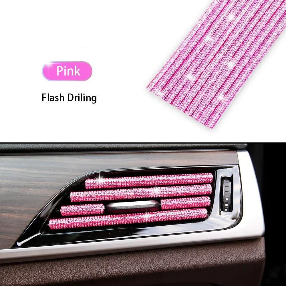 1/10Pcs Diamond Car Air Conditioner Outlet Strip Drill U Shape Rhinestone Clip Decoration Shiny Crystal Trim Strip Accessories
