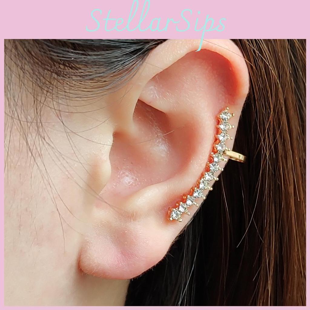 Trendy Metal Ear Cuffs With Artificial Gems For Anniversary And Business Promotions