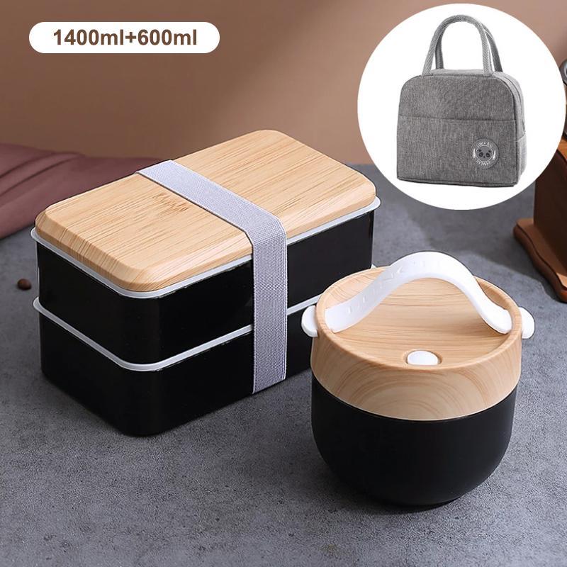 

Двухслойная деревянная коробка для завтрака, герметичная, для микроволновой печи, Bento Box, посуда, детская посуда для улицы, подарки