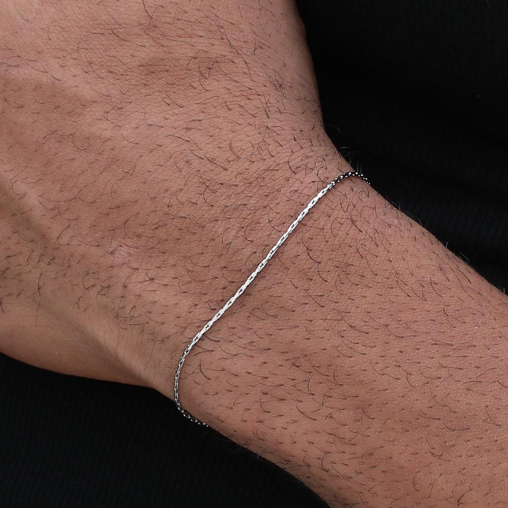Simple Stainless Steel Square Hammer Chain Bracelet Gold Color Titanium Steel Men Bracelet Trendy Jewelry Accessories 17cm
