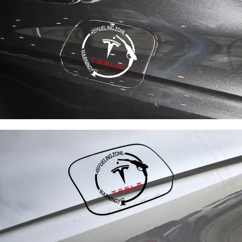 1pcs Car Badge Vinyl Reflective Fuel Tank Cap Stickers Decal Caps For Tesla Model 3 2021 S X Y Style Roadster Invader Coil Mod