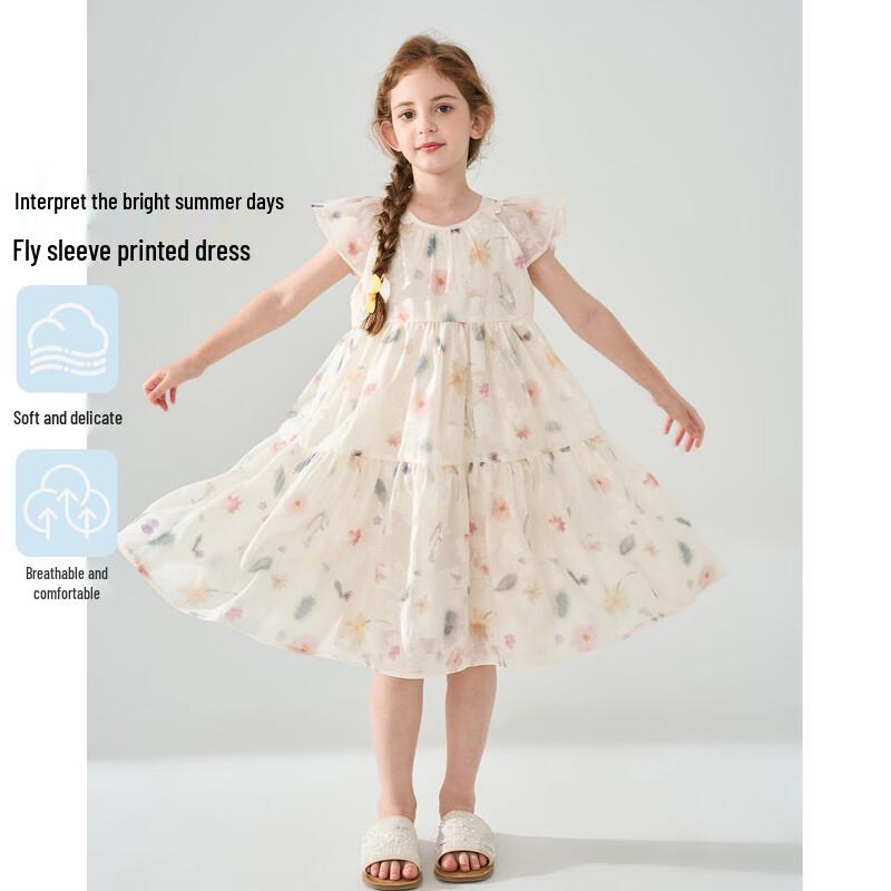 

Montagut Girls Summer Flutter Sleeve Floral Print Dress 120