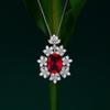 Tancise Jewelry Synthetic Ruby Silver Pendant 12 * 16 Flower Necklace 40 + 3