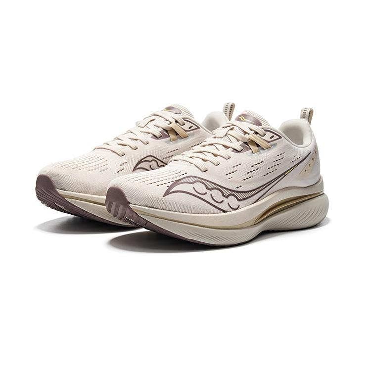 SAUCONY Tide Cushioning, Wear Resistant Low Top Running Shoes Unisex Beige Coffee Caffeine S28195-9