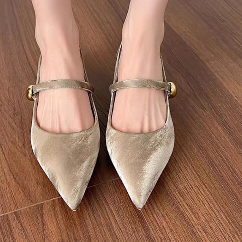 Fashion Fashionable simple hot selling Single Shoes Women's Autumn New Vintage Pointed Toe Shallow Mouth One Strap Low Heel Shoes