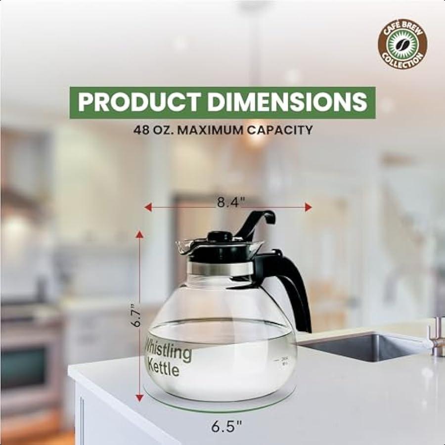 

Боросиликатное стекло Чайник со свистком для плиты 12 чашек 48 унций Вместимость Не содержит БФА Сделанный в Германии Стеклянный чайник для газа, электричества и гл United States