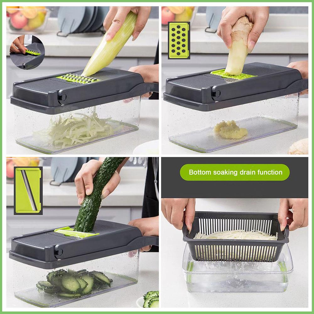 Vegetable Cutter Multifunctional Dicing Blades Slicer Shredder Fruit Peeler Potato Cheese Drain Grater Chopper Kitchen Tools 3